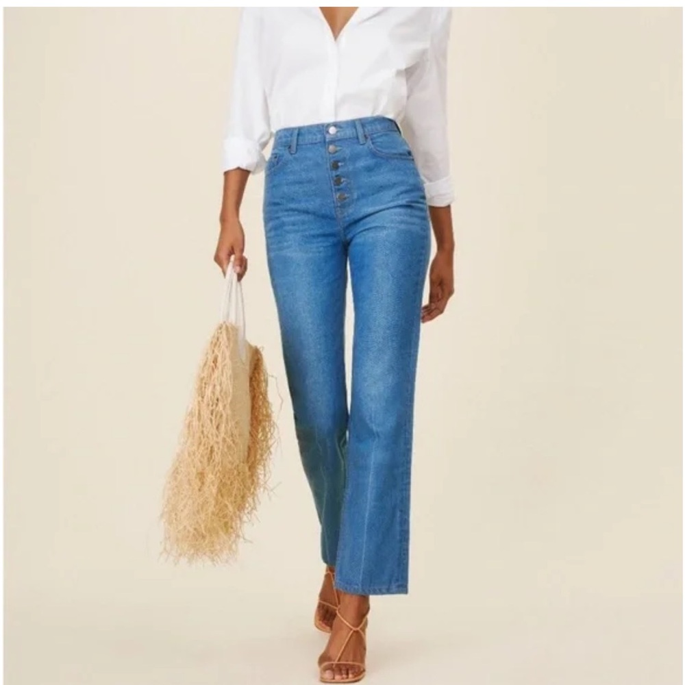 NEW NWT REFORMATION Cynthia Button Fly High Rise Straight Jeans in Zenia size 24
